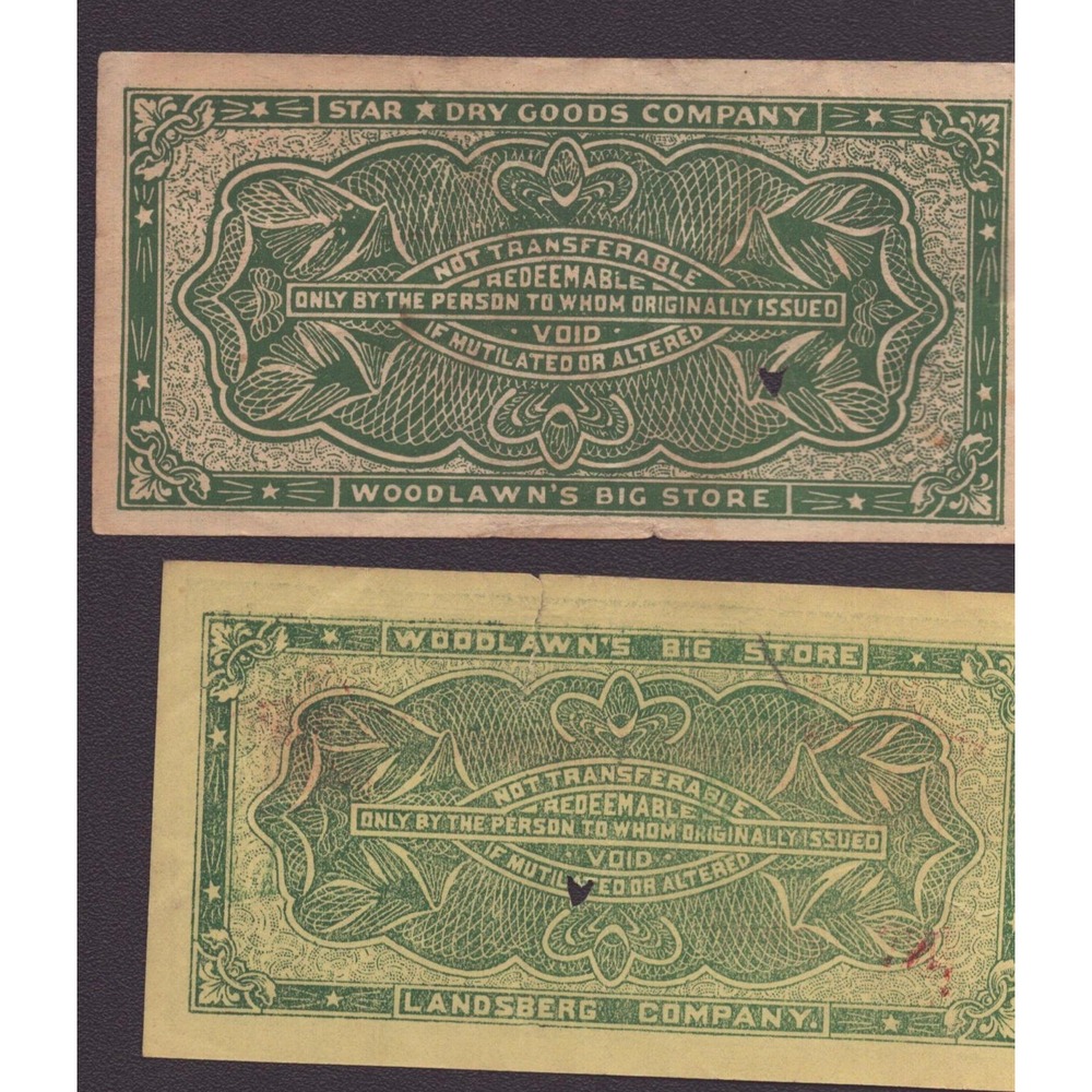 Vintage The Star Dry Goods House Cash Coupons Woodlawn Big Store Lot of 2 - Picture 2 of 2